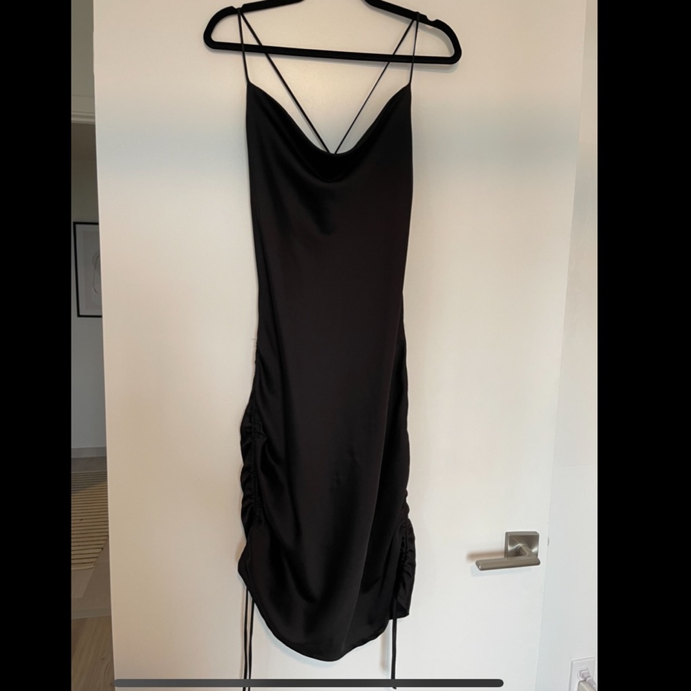 Dynamite Black cross cross back silk dress - size L